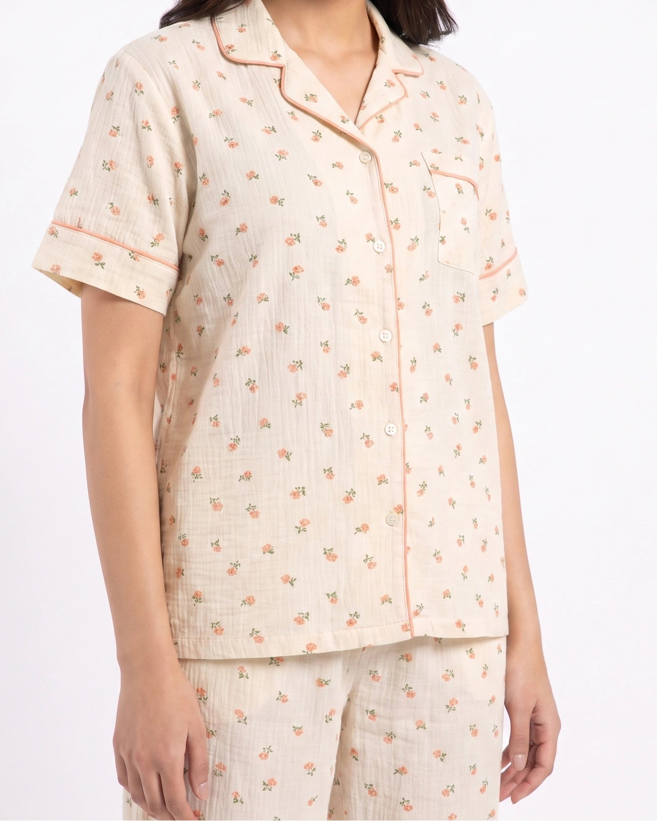 Linen Oversized PJ Set - Floral Breeze
